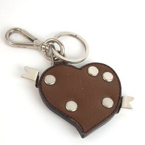 Authentic PRADA Heart Saffiano key ring leather [Used]